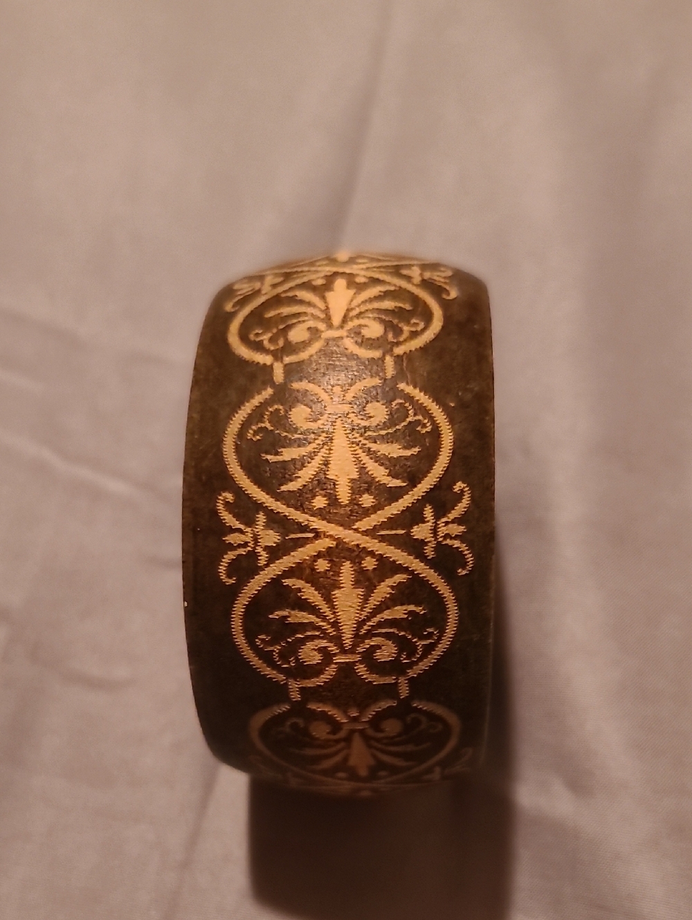 Gold Filigree Wooden Bangle Bracelet